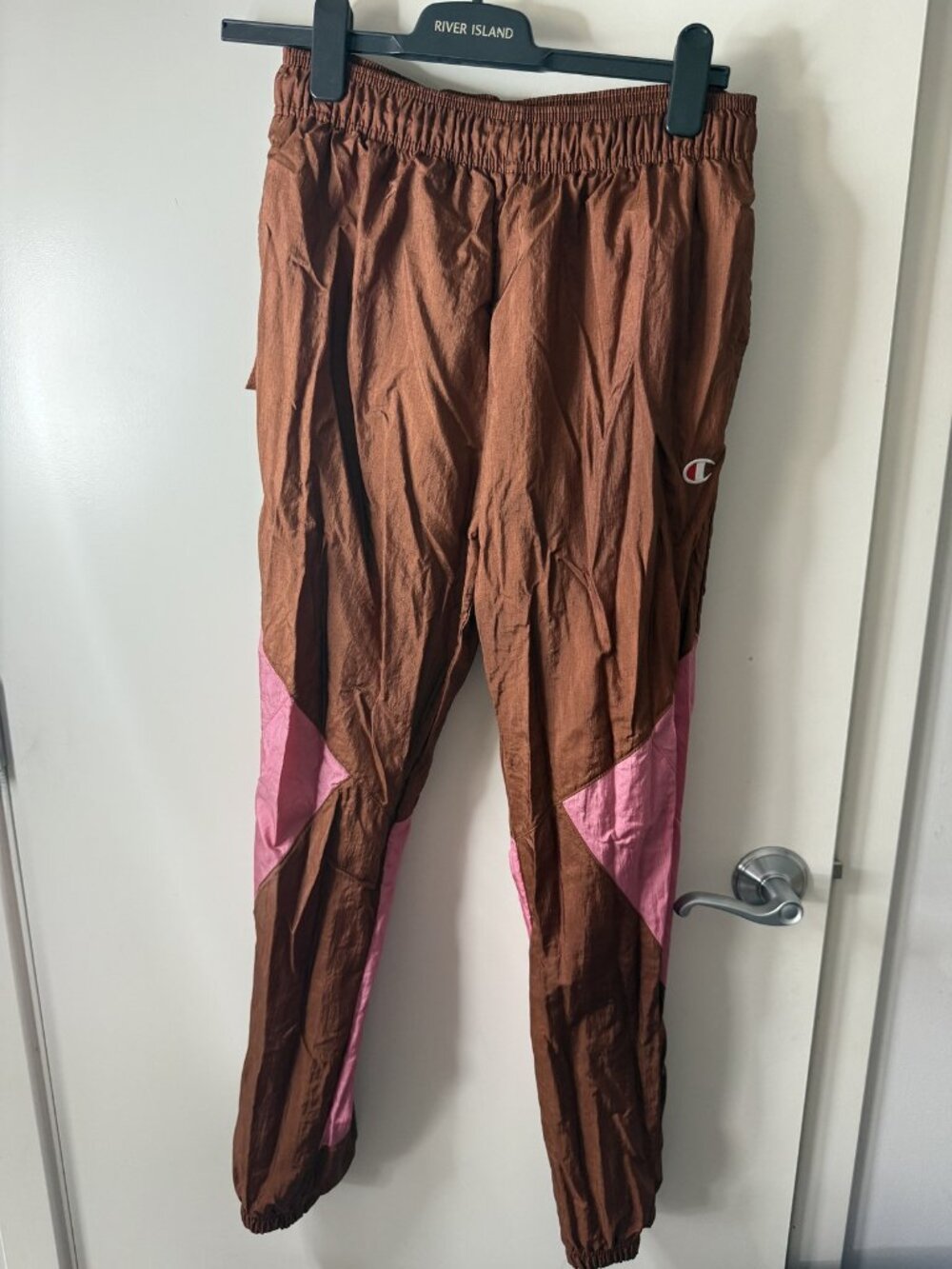 Champion Brown Pink Color Block Track Pants Size M